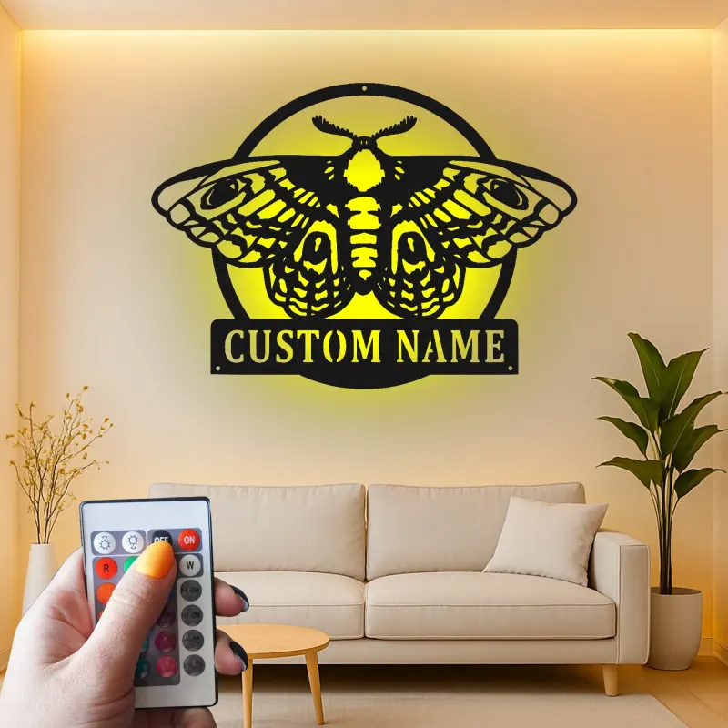 Luna Moth LED Metal Wall Art | Personalized Butterfly Sign | Custom Nature Decor for Boho & Biophilic Interiors | Garden Lover Gift