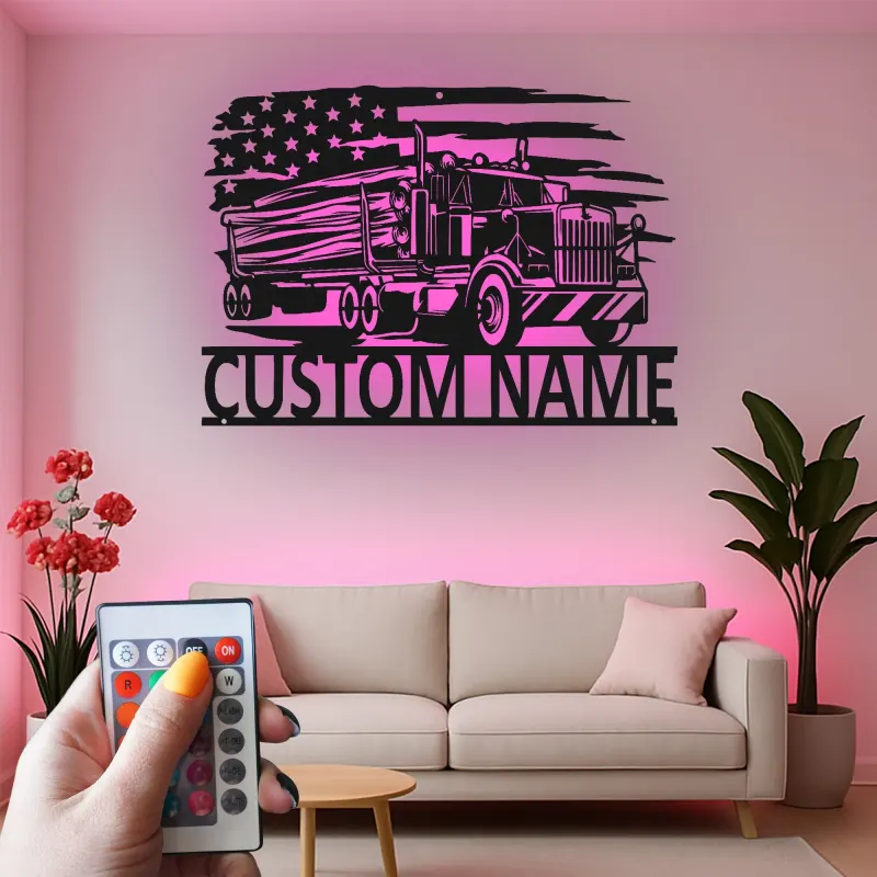 Cartel de metal LED personalizado para camiones, regalo para camioneros, decoración de pared de garaje para entusiastas de camiones