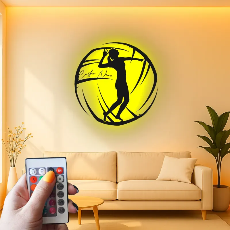 Insegna in metallo personalizzata con luce LED per giocatore di pallavolo - Regalo per atleti e appassionati di sport