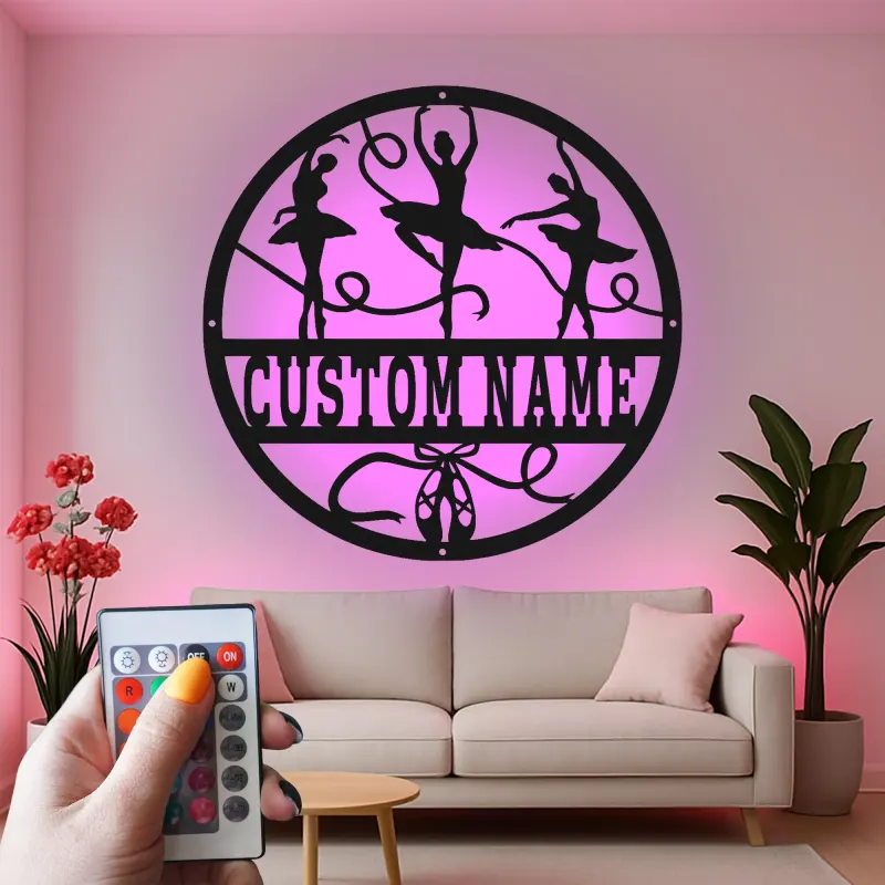 Décoration murale en métal personnalisée Danseuse de ballet avec rétroéclairage LED Cadeau pour danseur Décor de studio ou de chambre