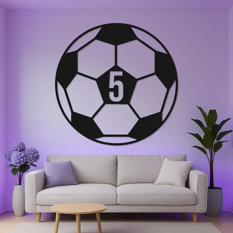 Luz de número de camiseta de fútbol personalizada | Arte mural LED de metal personalizado | Decoración deportiva para la habitación de los niños | Regalo para hijo atleta