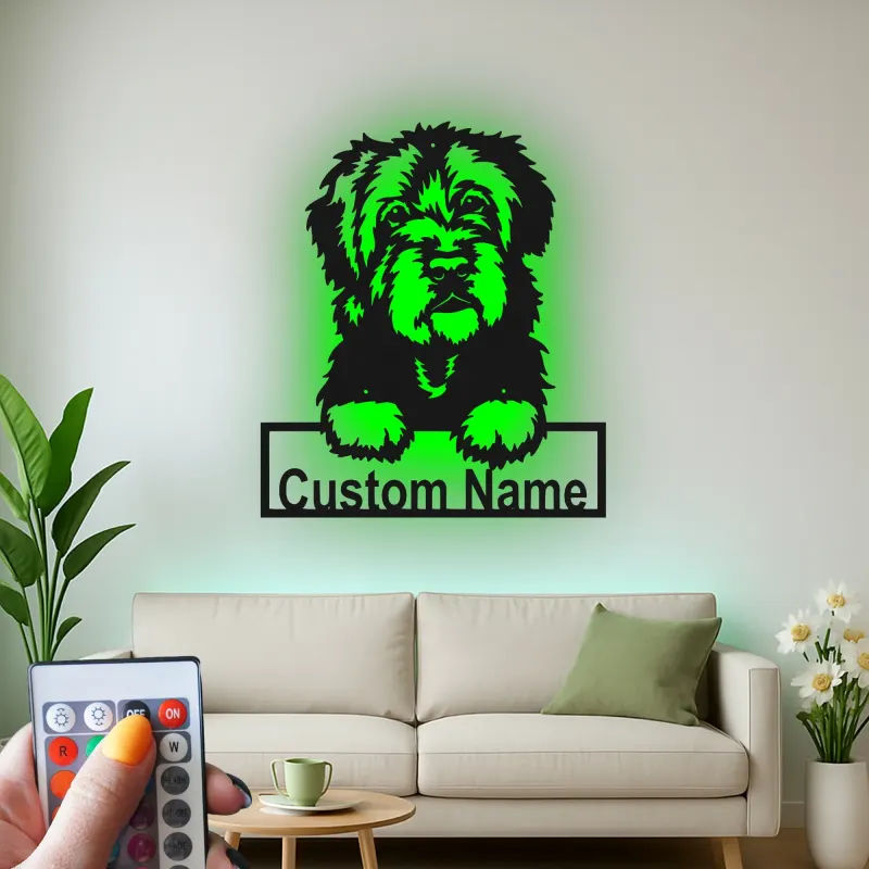 Décoration murale en métal LED personnalisée de chien de berger - Cadeau pour amoureux des animaux
