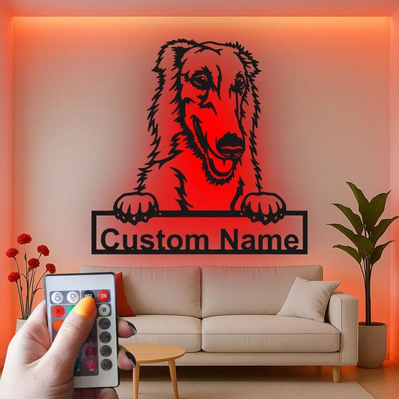 Décoration murale en métal personnalisée avec rétroéclairage pour Collie