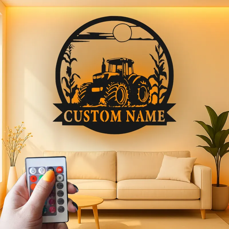 Cartel de metal LED de tractor personalizado Regalo para agricultores Decoración rústica para amantes de la agricultura