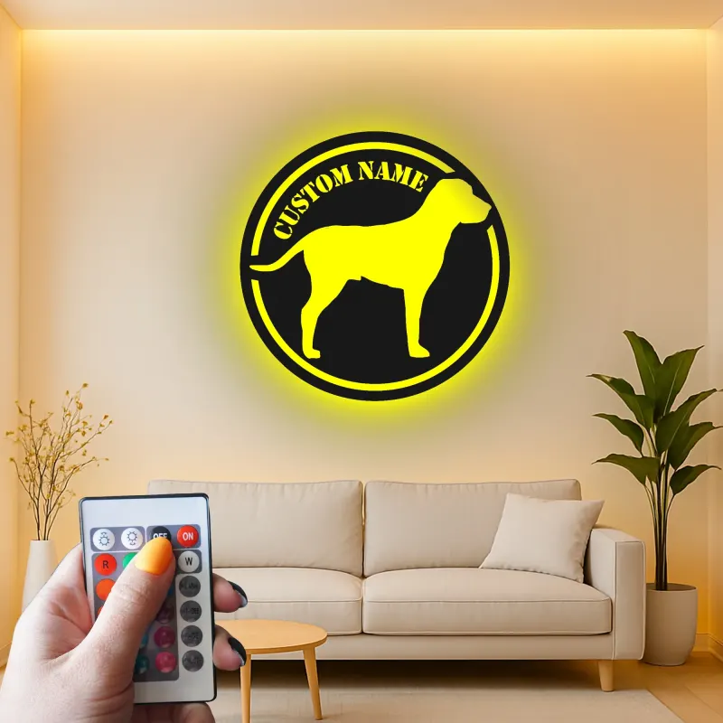 Personalisierte Labrador Retriever LED-beleuchtete Metall-Wandkunst – Geschenk für Hundeliebhaber