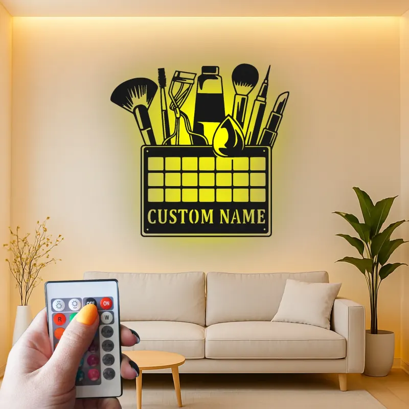 Personalisierte Makeup Artist LED-Schild | Individuelle Metall-Wandkunst für Salon-Dekoration | Beauty-Studio Namensschild | MUA Vanity Licht