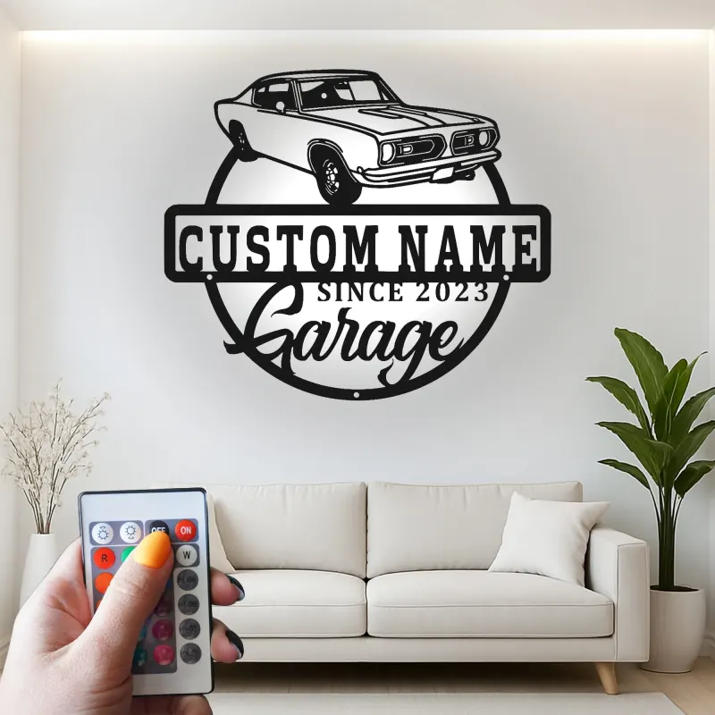 Custom Classic Car Led Light Metal Wall Art Personalized Garage Gift for Him Man Cave Decor
