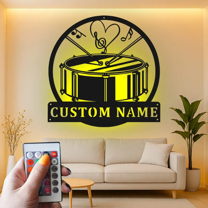 Cartel de metal LED de batería personalizado Regalo para amantes de la música Decoración de sala de ensayo o estudio
