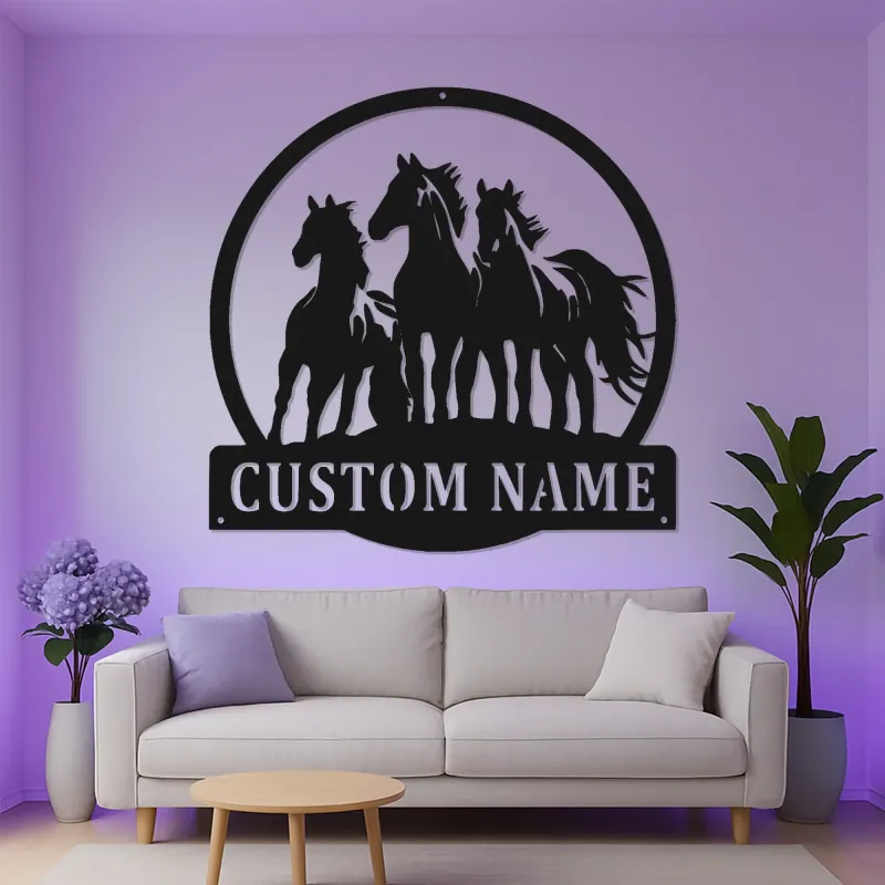 Panneau de Cheval Personnalisé avec Rétroéclairage LED | Art Métallique sur Mesure pour Décor de Ranch & Ferme | Cadeau Équestre pour Amateurs de Chevaux