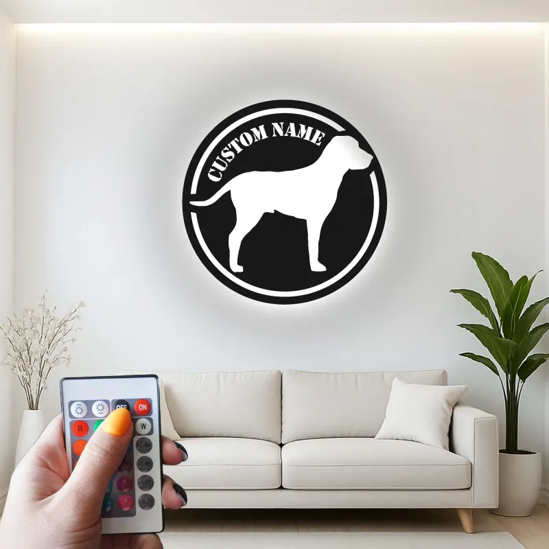 Personalisierte Labrador Retriever LED-beleuchtete Metall-Wandkunst – Geschenk für Hundeliebhaber
