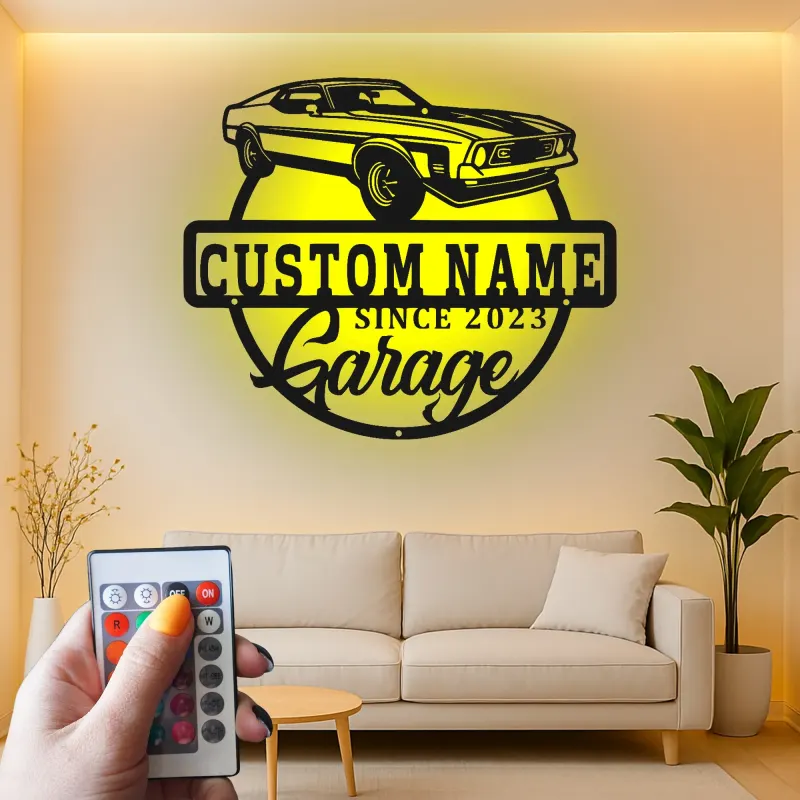Custom Muscle Car Led Light Metal Wall Art Personalized Garage Gift for Car Enthusiasts Man Cave Decor 5