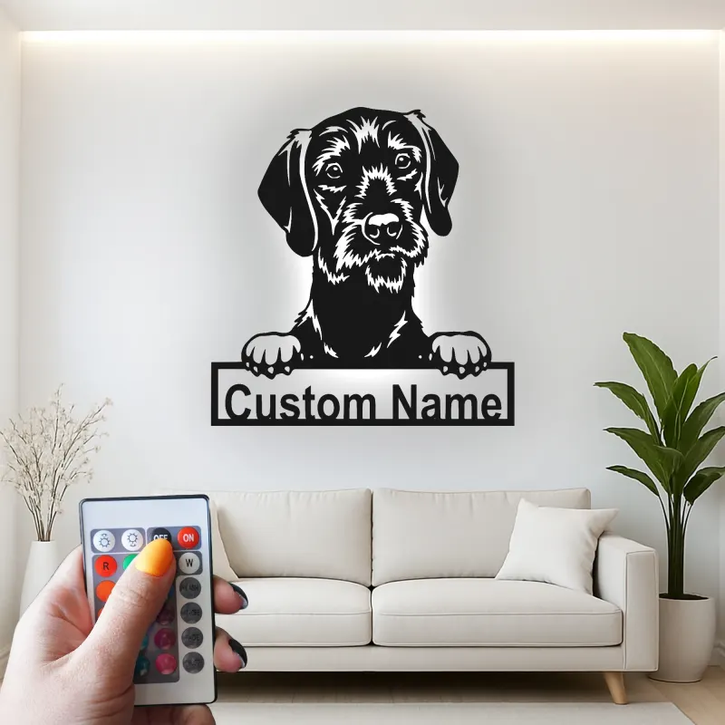 Cartel de metal LED personalizado de raza de perro, regalo para amantes de mascotas, decoración para sala de estar o entrada
