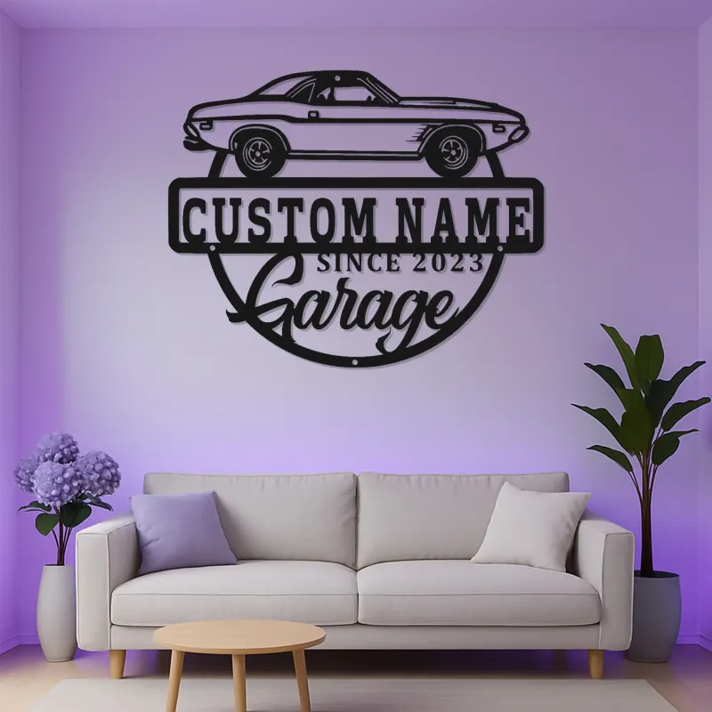 Individuelles LED-Schild für klassische Autos | Personalisierte Metall-Garagen-Dekoration | Vintage-Auto-Wandkunst | Beleuchtetes Geschenk für Männerhöhlen