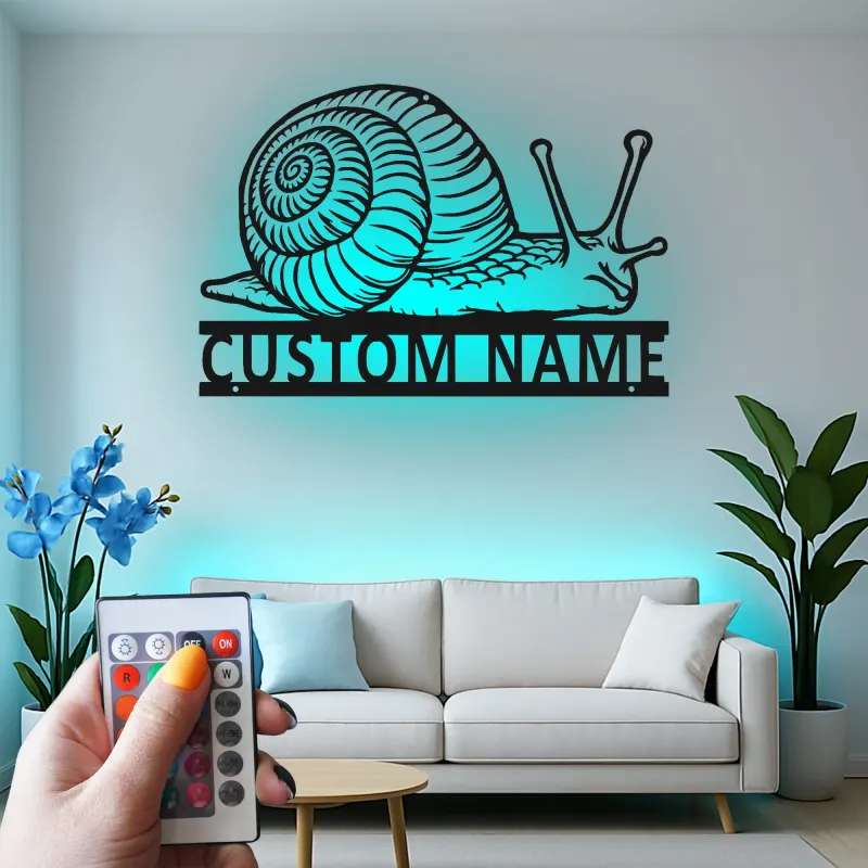 Personalized Snail LED Sign | Custom Metal Garden Art | Outdoor Nature Lover Gift | Whimsical Yard Decor