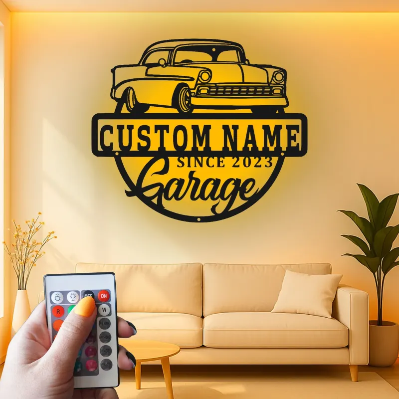 Insegna in metallo LED personalizzata per auto classiche regalo per appassionati di auto decorazione per garage 3