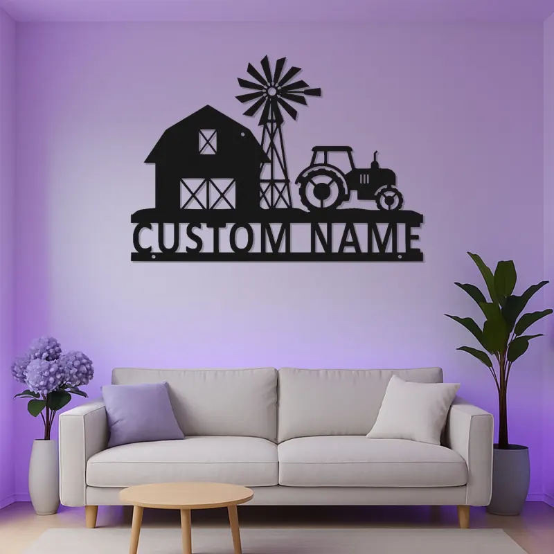Cartel de Metal de Tractor Personalizado | Arte de Pared LED de Granja | Decoración Rústica de Establo para Hogares de Campo | Regalo para Granjeros