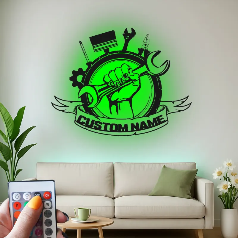 Cartel de metal LED personalizado de Herramientas de Mecánico, regalo para entusiastas de coches, señalización de decoración de garaje