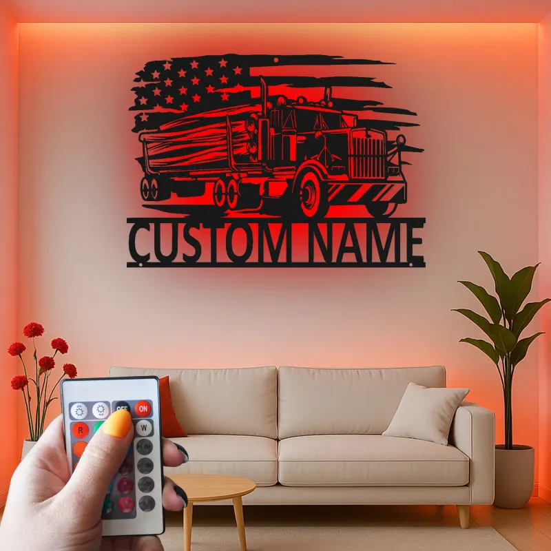 Cartel de metal LED personalizado para camiones, regalo para camioneros, decoración de pared de garaje para entusiastas de camiones