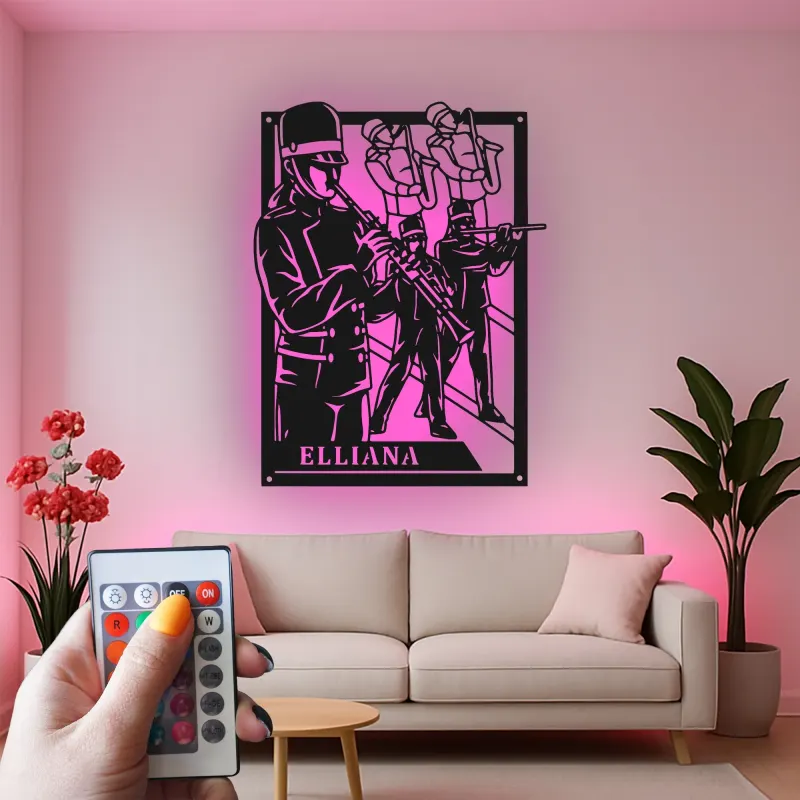 Personalized Marching Band Sign | Custom Musician LED Metal Wall Art | Band Member Gift | Music Room Decor