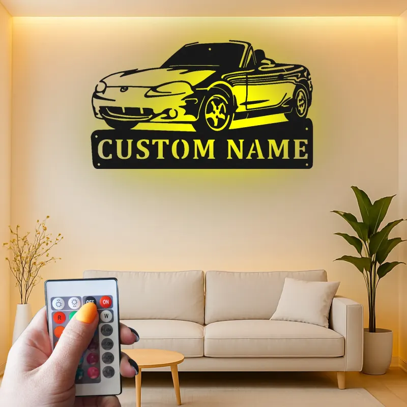 Insegna in metallo LED personalizzata per auto cabriolet, regalo per appassionati di auto, decorazione per garage o stanza degli uomini