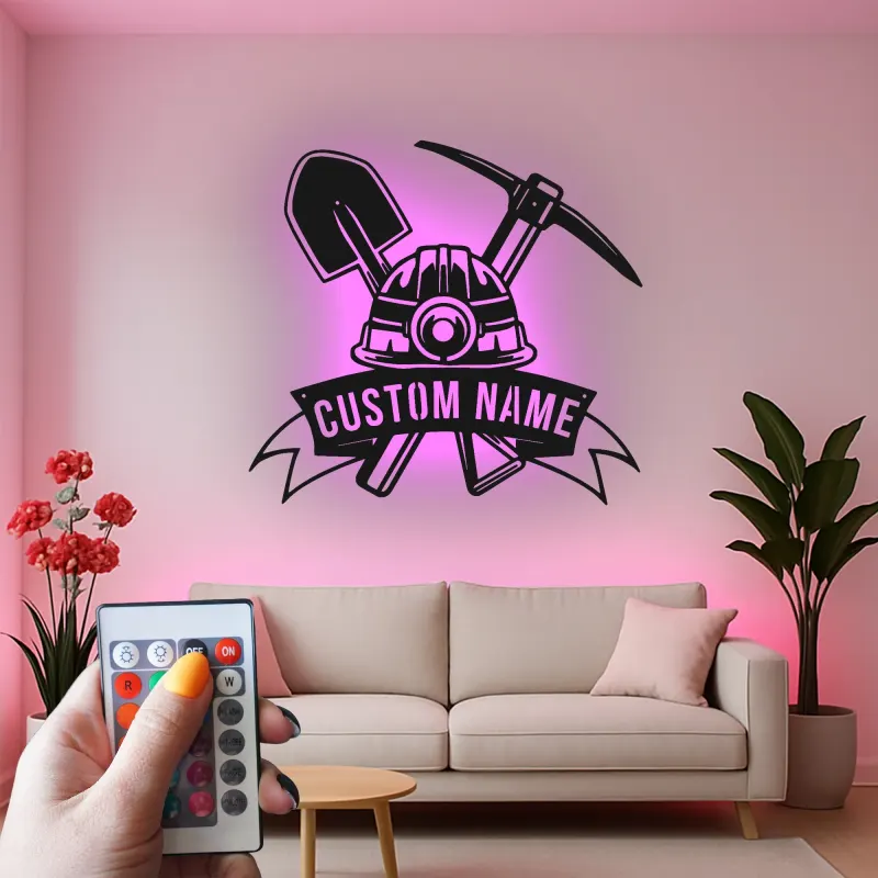 Custom Coal Miner LED Metal Sign | Personalized Man Cave Wall Art | Illuminated Mining Decor | Unique Retirement Gift for Him