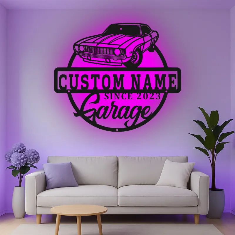 Cartel de metal LED de coche deportivo personalizado Regalo para él Decoración de man cave