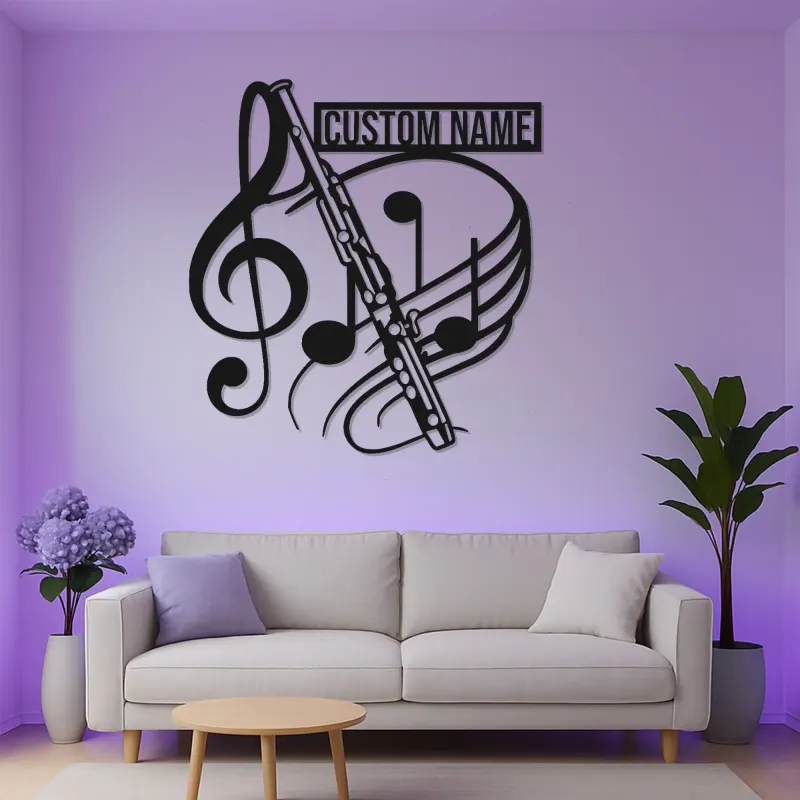 Personalized Flute LED Metal Sign | Custom Music Note Wall Art | Musician Name Decor | Gift for Band Room