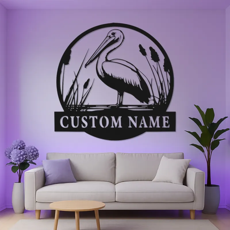 Custom Pelican LED Metal Sign | Personalized Lake House Wall Decor | Lighted Coastal Bird Art | Nature Lover Gift
