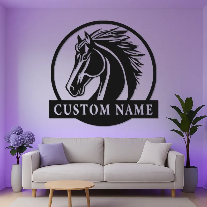 Custom Horse LED Sign | Personalized Metal Wall Art | Equestrian Decor for Stable & Farmhouse | Horse Lover Gift
