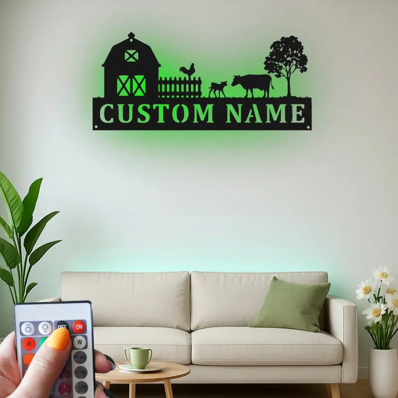 Décoration murale en métal personnalisée avec scène de ferme et rétroéclairage