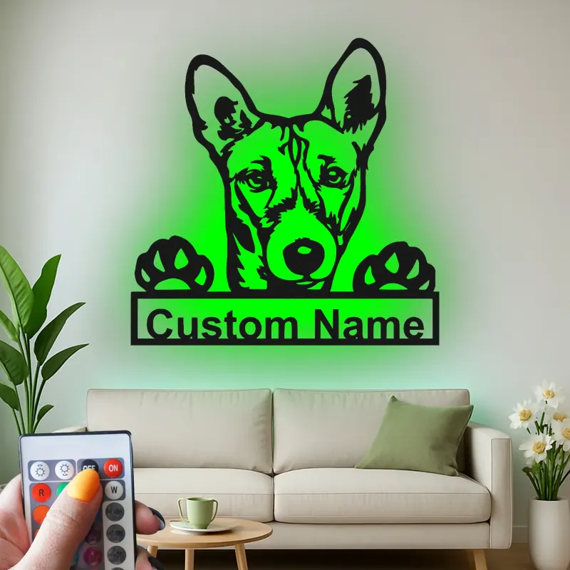 Personalisierte LED-Metall-Wandkunst mit Hunderasse – Geschenk für Hundeliebhaber, Wohn- oder Eingangsbereich