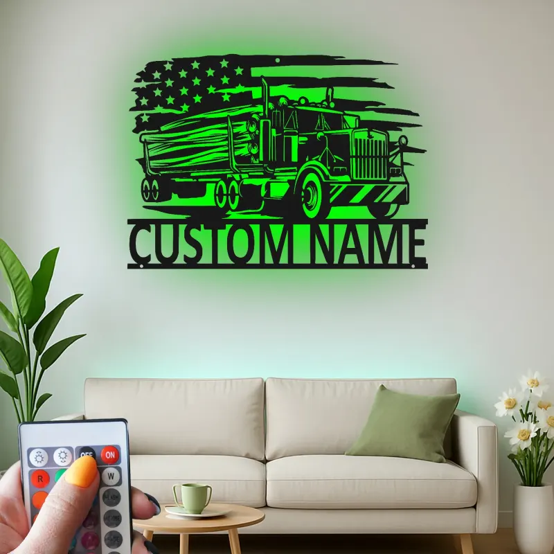 Cartel de metal LED personalizado para camiones, regalo para camioneros, decoración de pared de garaje para entusiastas de camiones