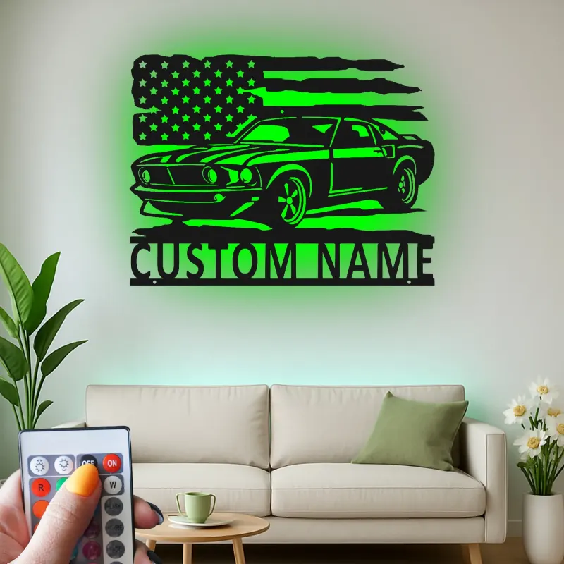 Cartel de metal LED de coche clásico personalizado Regalo para entusiastas de coches Decoración de garaje o man cave