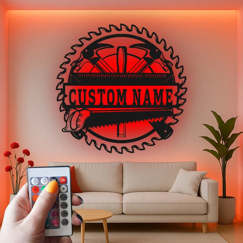 Décoration murale en métal personnalisée avec éclairage LED d'outils de menuisier 2