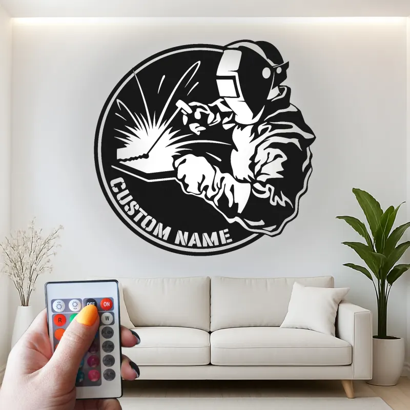 Cartel de metal LED personalizado para soldadores, regalo para decoraciones de garaje o taller