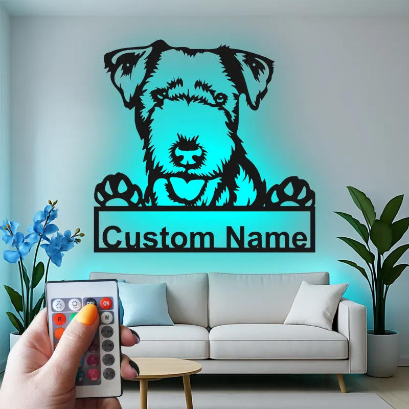 Custom Dog Led Light Metal Wall Art Personalized Pet Parent Gift Living Room Decor for Dog Lovers 4