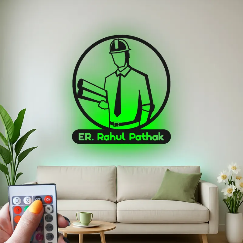 Décoration murale en métal personnalisée pour ingénieur avec rétroéclairage LED - Cadeau pour les ingénieurs, décoration de bureau pour professionnels de l'ingénierie