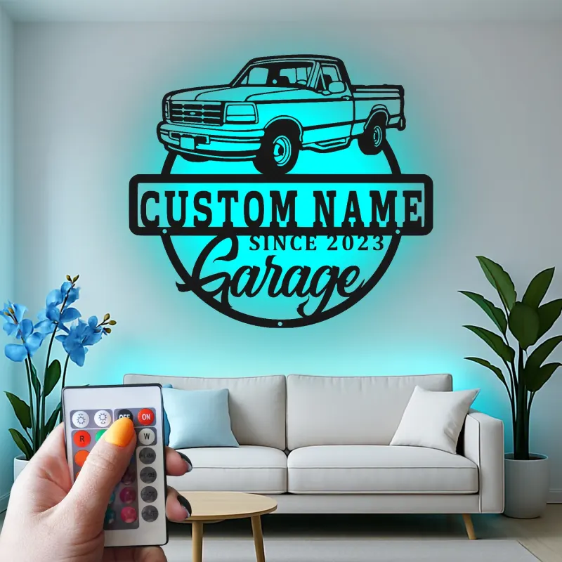 Cartel de metal LED personalizado de Camioneta Pickup, regalo de garaje para él, decoración para cueva de hombres