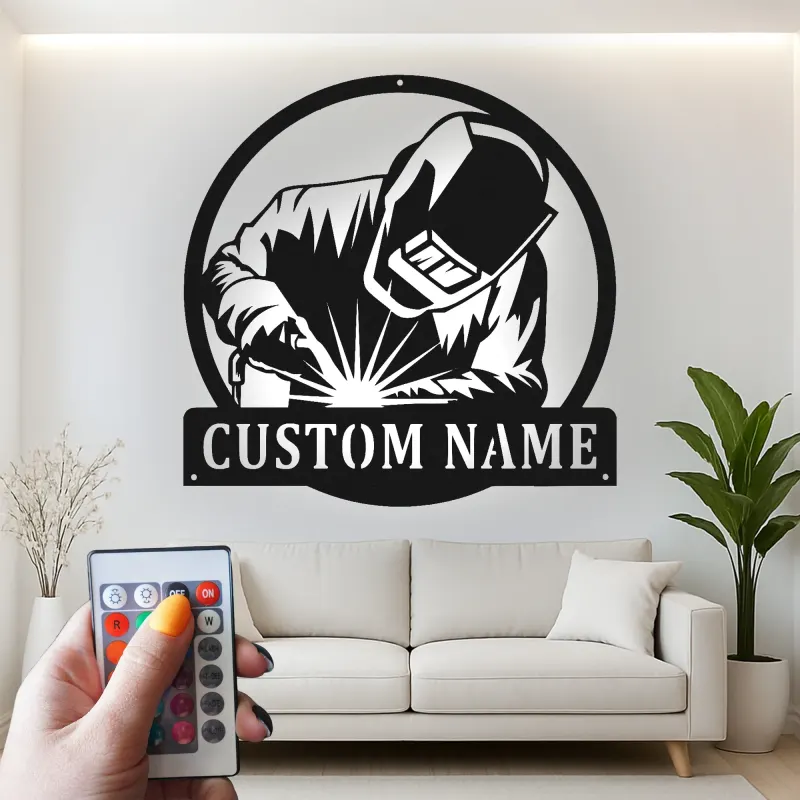 Décoration murale en métal LED personnalisée pour soudeurs - Cadeau pour la décoration de garage ou d'atelier 1