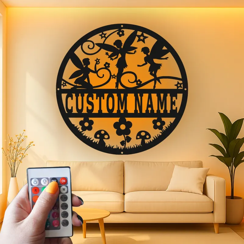 Personalisierte Feen-Namensschild mit LED | Individuelle Metall-Wandkunst | Verzauberte Kinderzimmer-Dekoration für Mädchen | Magisches Nachtlicht Geschenk
