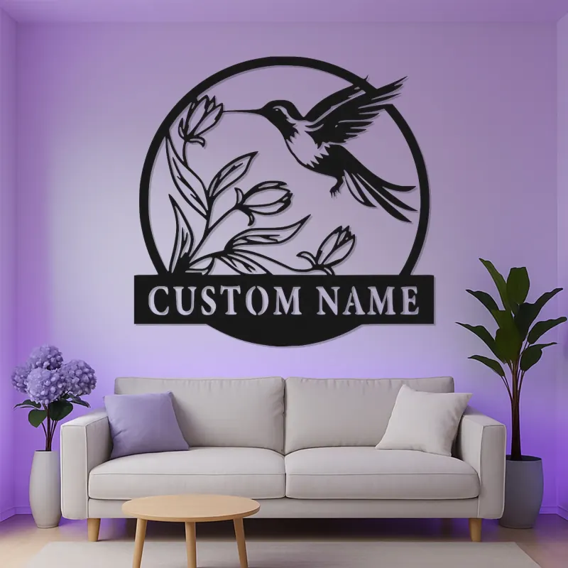Personalized Hummingbird Metal Sign | LED Light Wall Art | Custom Nature Decor for Home & Office | Bird Lover Gift