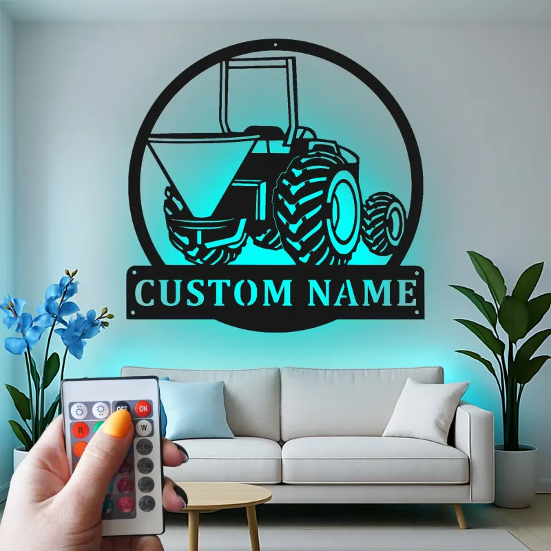 Insegna in metallo LED personalizzata per trattori - Regalo per agricoltori, decorazione per fattoria