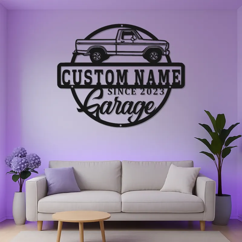 Personalisierte LED-Lichtsignatur für Lkw | Metall-Wandkunst für die Garage | Vintage Man Cave Dekor | Geschenk für Auto-Enthusiasten