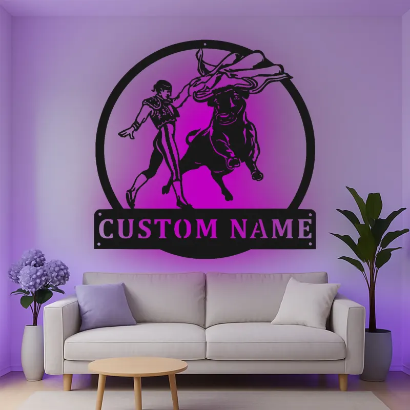 Cartel de metal LED personalizado de Matador y Toro, regalo para entusiastas de la tauromaquia, decoración para sala de estar