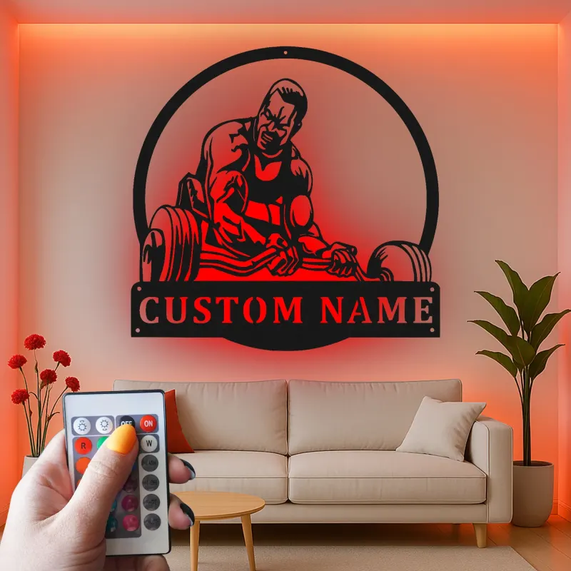 Insegna in metallo LED personalizzata per sollevatori di pesi, regalo per appassionati di palestra, decorazione per palestra domestica