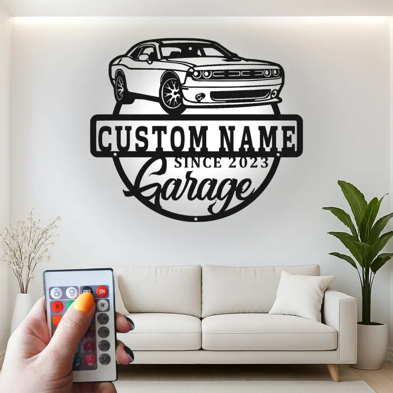 Custom Muscle Car Metal Sign | Personalized LED Garage Decor | Man Cave Wall Art | Gift for Car Enthusiast