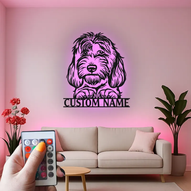 Cartel de metal LED personalizado para perros, regalo para amantes de los perros, decoración de salón o habitación de mascotas