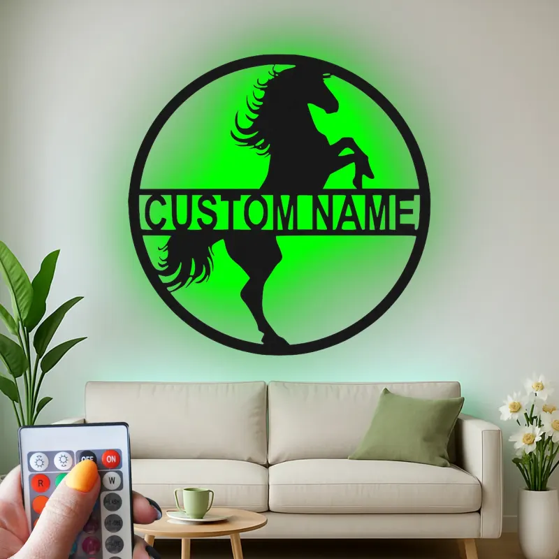Cartel LED de caballo personalizado | Decoración mural ecuestre personalizada | Decoración para establo y granero | Regalo para amantes de los caballos