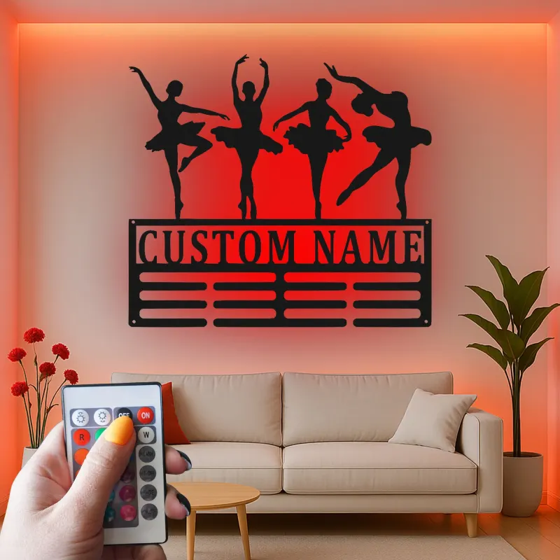 Cartel de metal LED de bailarina personalizado, regalo de danza para decoración de dormitorio de chicas amantes del ballet