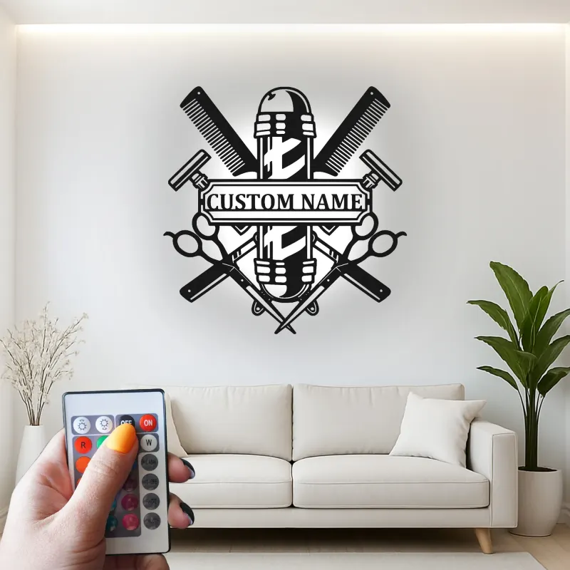 Insegna in metallo LED per Barber Shop Personalizzata Regalo per Barbieri Decorazione per Salone per Parrucchieri